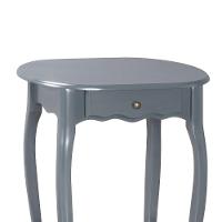 Mesa De Apoio Oval Clássica Decorativa De Madeira Com Pés Luiz Xv - Cinza Laca - 3