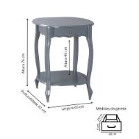 Mesa De Apoio Oval Clássica Decorativa De Madeira Com Pés Luiz Xv - Cinza Laca - 4