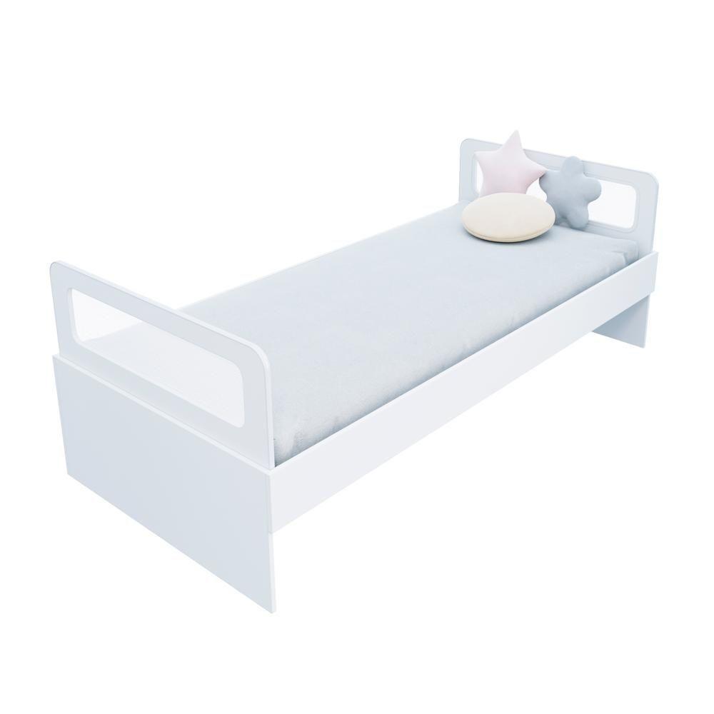 Cama Solteiro Mdf Branco Com Cabeceira Telinha Anatômica Mobilistore - 2