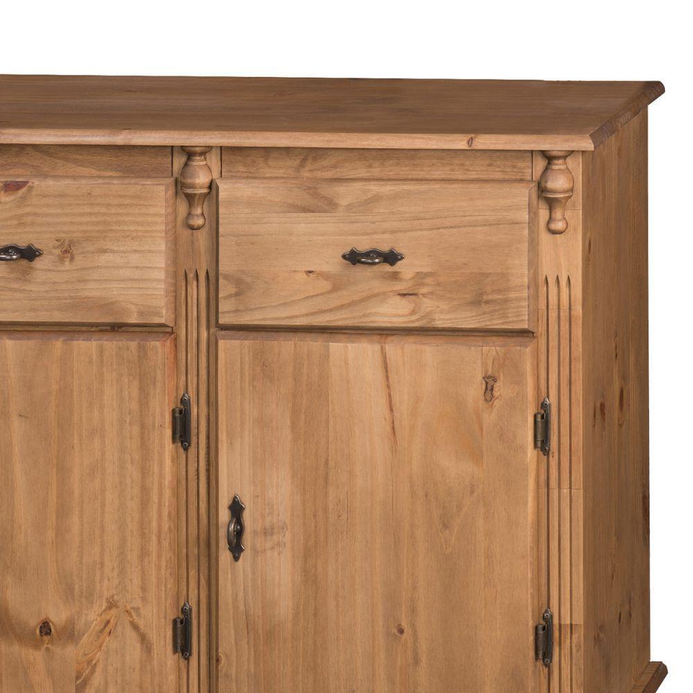 Balcão De Cozinha 3 Portas 3 Gavetas Com Pés Torneados - Cera Madeira Bruta - 3