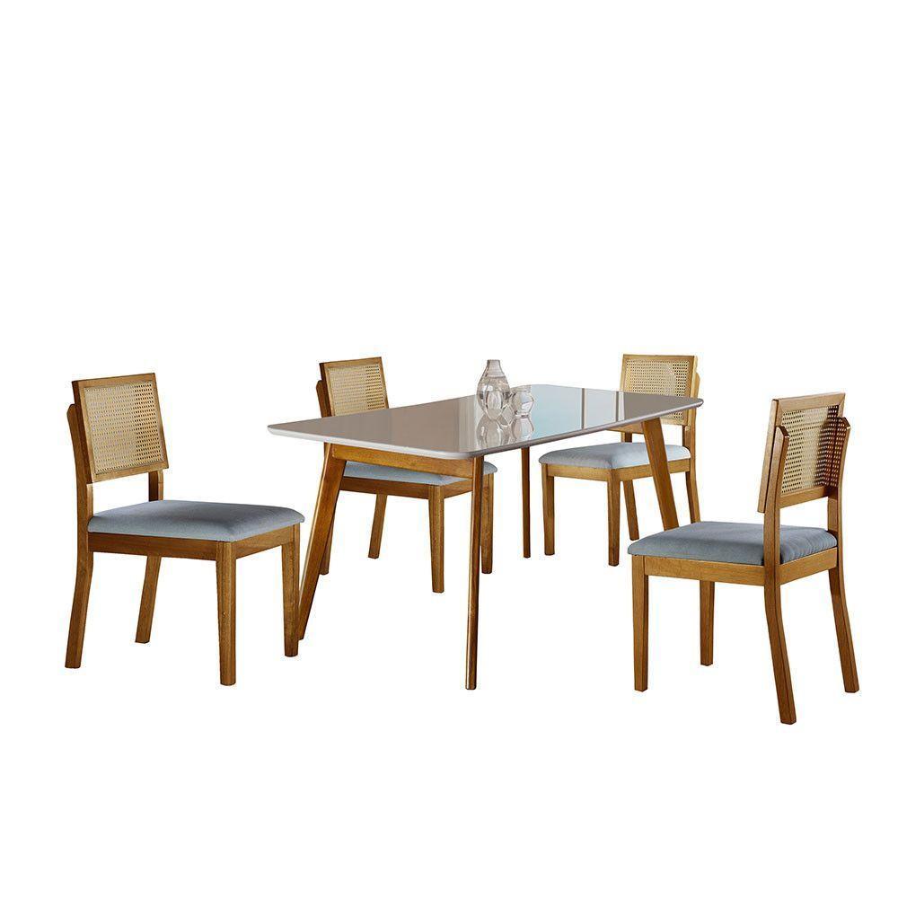 Conjunto Sala De Jantar Grécia Mesa E Cadeiras Móveis Mix Mel Com Off White - 2