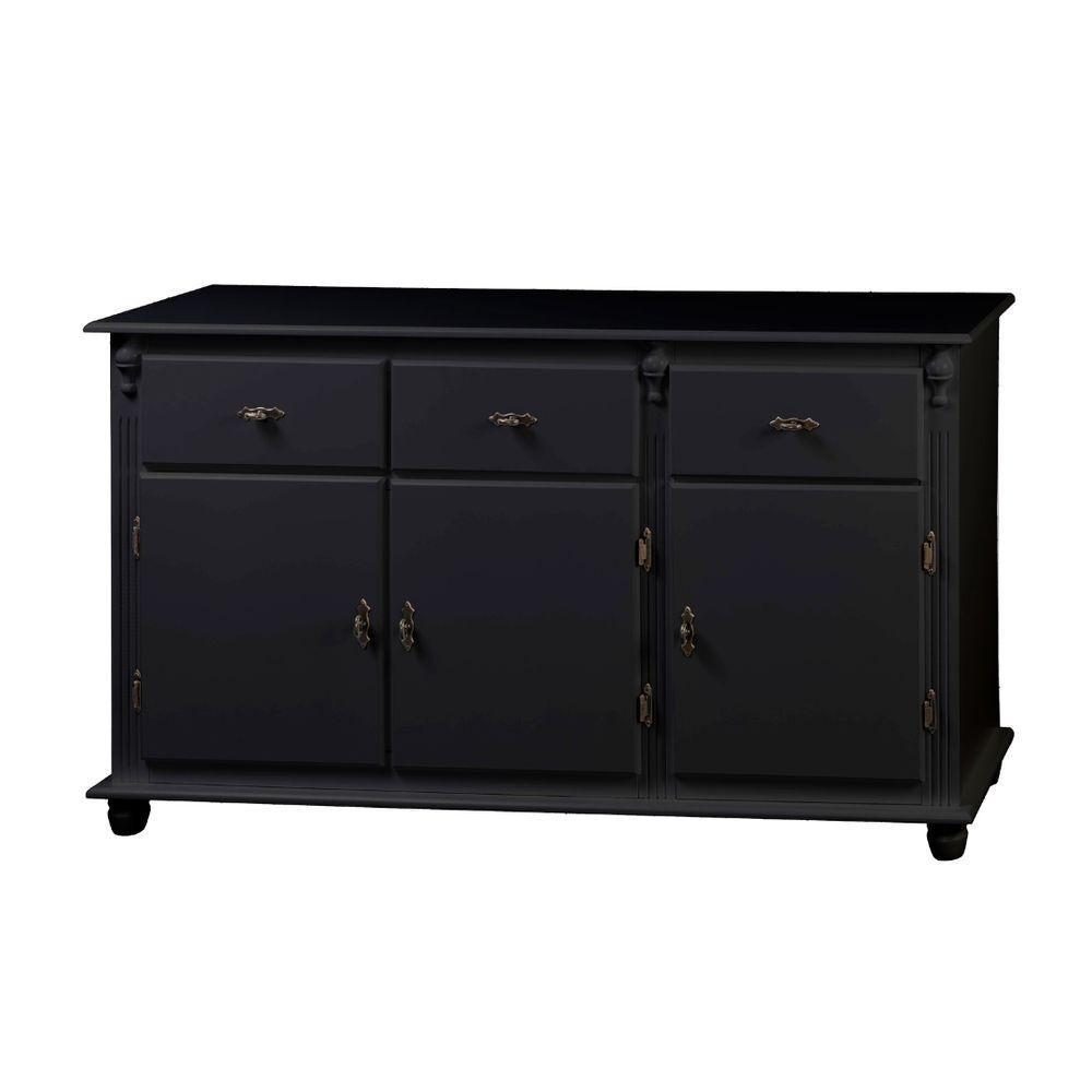 Balcão De Cozinha 3 Portas 3 Gavetas Pés Torneados 631 - Preto Laca - 2