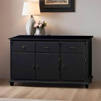 Balcão De Cozinha 3 Portas 3 Gavetas Pés Torneados 631 - Preto Laca - 1