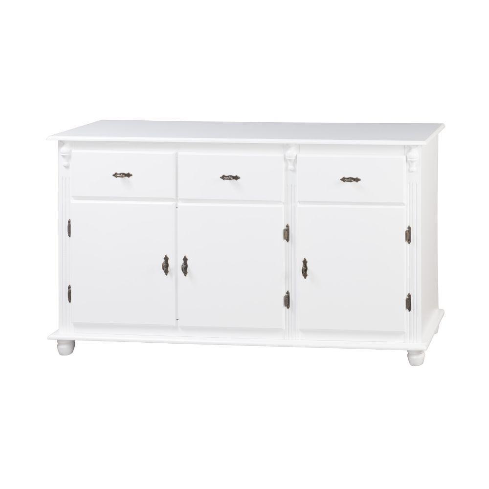 Balcão De Cozinha 3 Portas 3 Gavetas Com Pés Torneados 631 - Branco Laca - 2