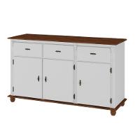 Balcão De Cozinha 3 Portas 3 Gavetas Pés Torneados 631 - Nude Laca Com Tampo E Base Imbuia Glazer - 1