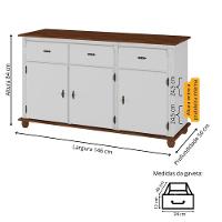 Balcão De Cozinha 3 Portas 3 Gavetas Pés Torneados 631 - Nude Laca Com Tampo E Base Imbuia Glazer - 4