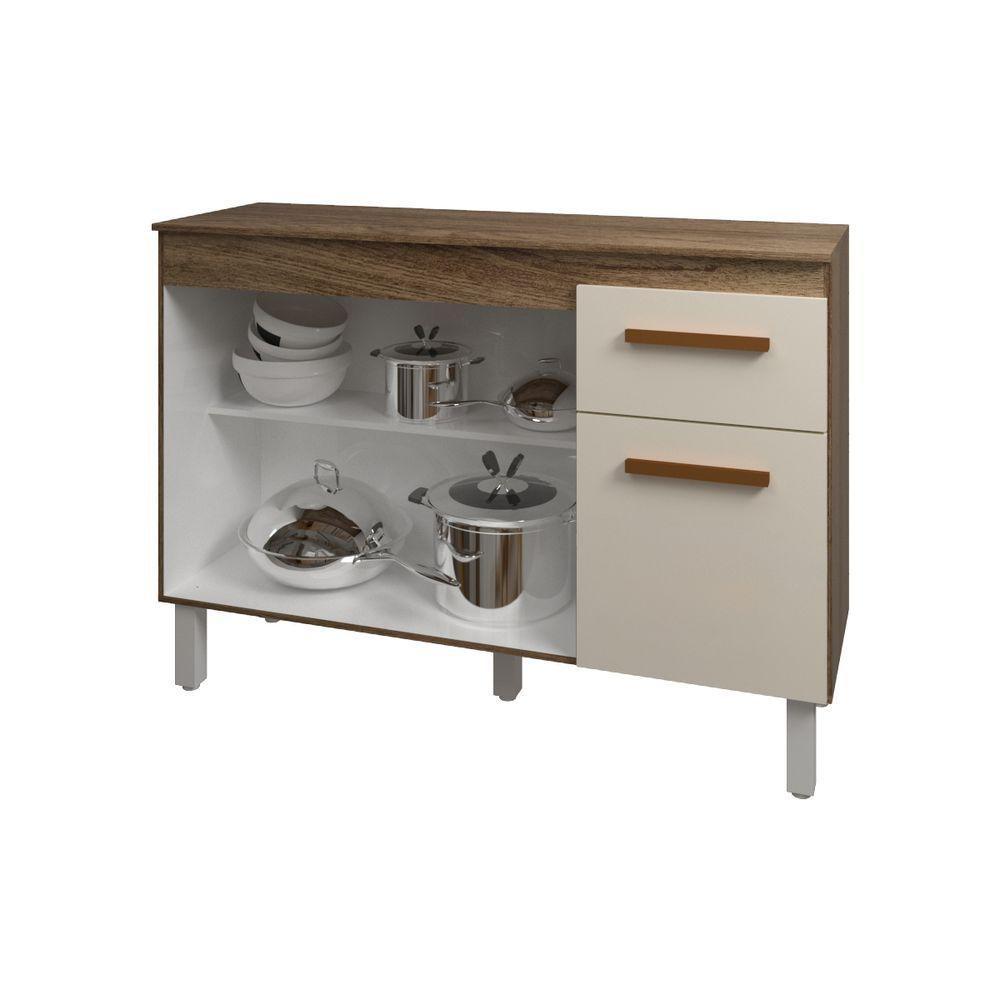 Balcão De Cozinha 3 Portas 2 Gavetas Armário Multiuso Vivian Savana Off White - 4