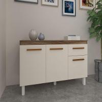 Balcão De Cozinha 3 Portas 2 Gavetas Armário Multiuso Vivian Savana Off White - 1