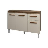 Balcão De Cozinha 3 Portas 2 Gavetas Armário Multiuso Vivian Savana Off White - 2