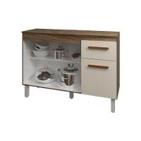 Balcão De Cozinha 3 Portas 2 Gavetas Armário Multiuso Vivian Savana Off White