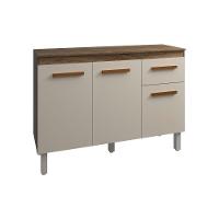 Balcão De Cozinha 3 Portas 2 Gavetas Armário Multiuso Vivian Savana Off White - 5