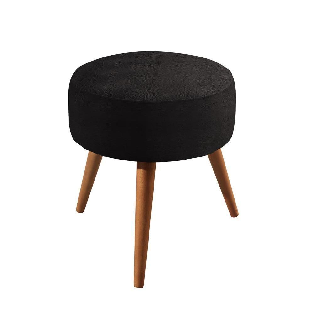 Conjunto - 2 Puffs Lippe Madeira Maciça Castellar Móbile Corino Preto - 4