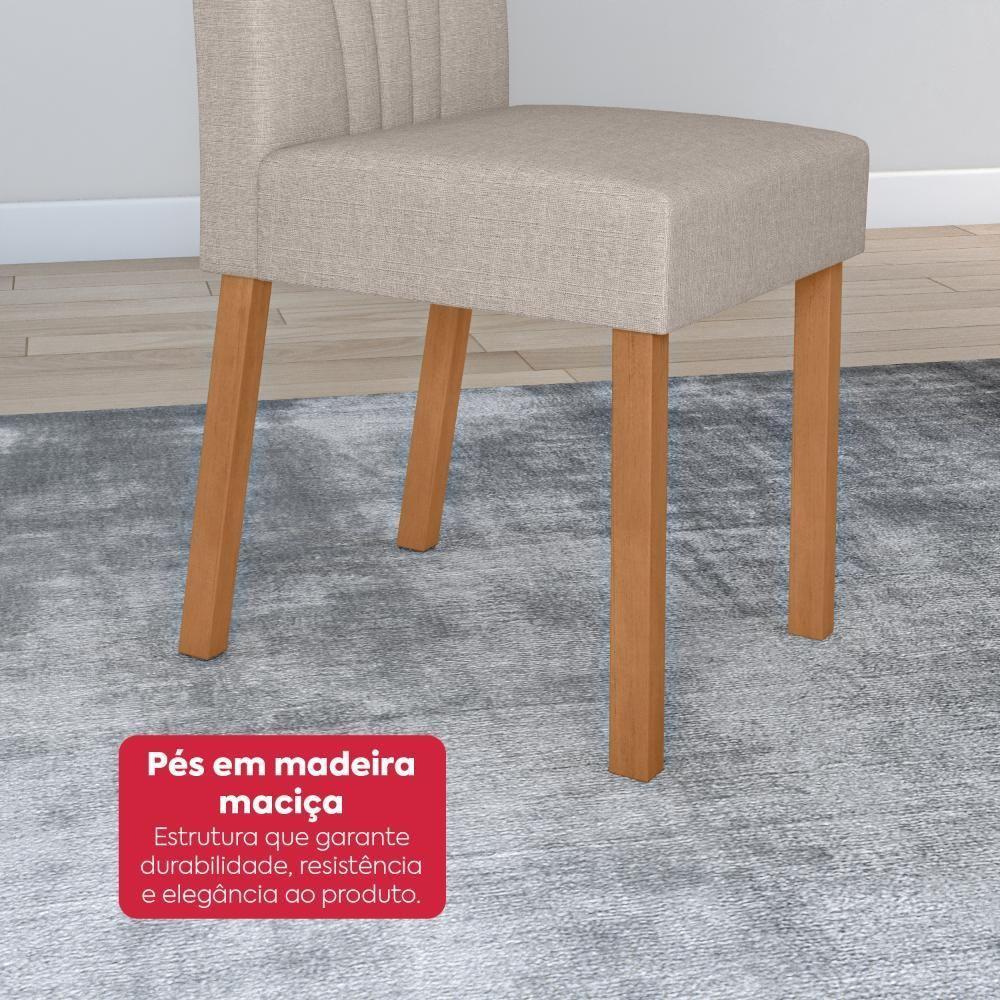 Conjunto Sala De Jantar Mesa Easy Tower 170x90cm Mdf/vidro Com 6 Cadeira Armoni Linho Mosaico Cinza Amendoa/off White - 6