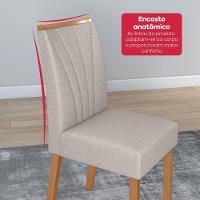 Conjunto Sala De Jantar Mesa Easy Tower 170x90cm Mdf/vidro Com 6 Cadeira Armoni Linho Mosaico Cinza Amendoa/off White - 7