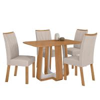 Conjunto Sala De Jantar Mesa Easy Pop 120x80cm Tampo Mdf Com 4 Cadeiras Confort Boucle Bege Amêndoa/off White - 2