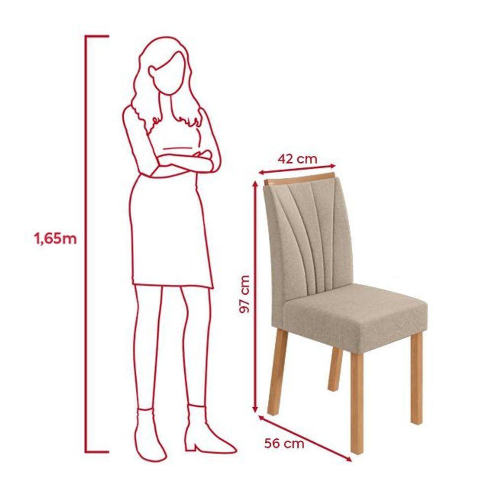 Conjunto Sala De Jantar Mesa Easy Tower 170x90cm Mdf/vidro Com 6 Cadeira Armoni Linho Bege Amendoa/off White - 3