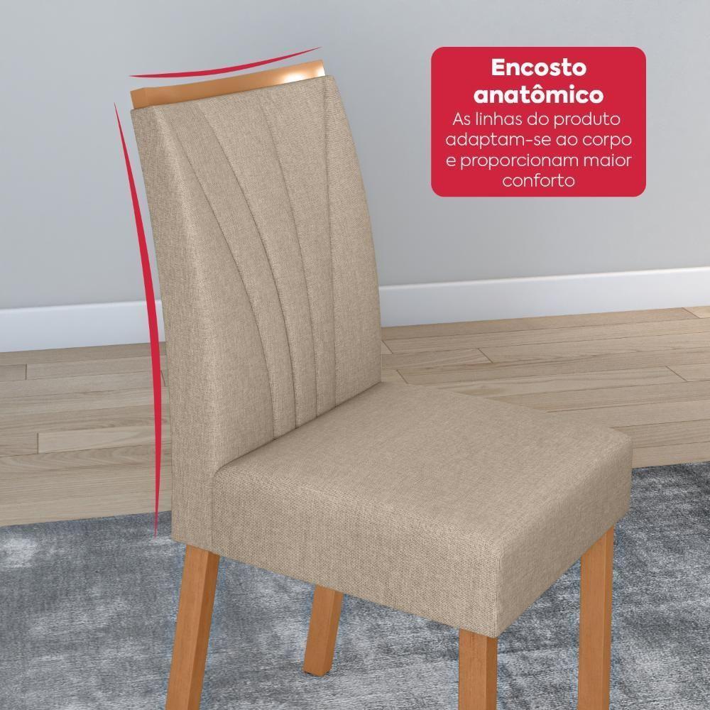 Conjunto Sala De Jantar Mesa Easy Tower 170x90cm Mdf/vidro Com 6 Cadeira Armoni Linho Bege Amendoa/off White - 7