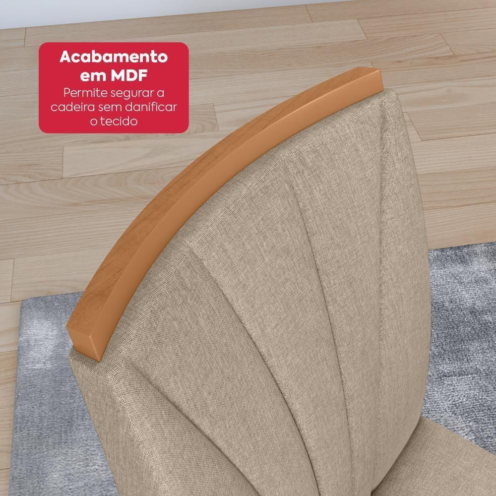 Conjunto Sala De Jantar Mesa Easy Tower 170x90cm Mdf/vidro Com 6 Cadeira Armoni Linho Bege Amendoa/off White - 8