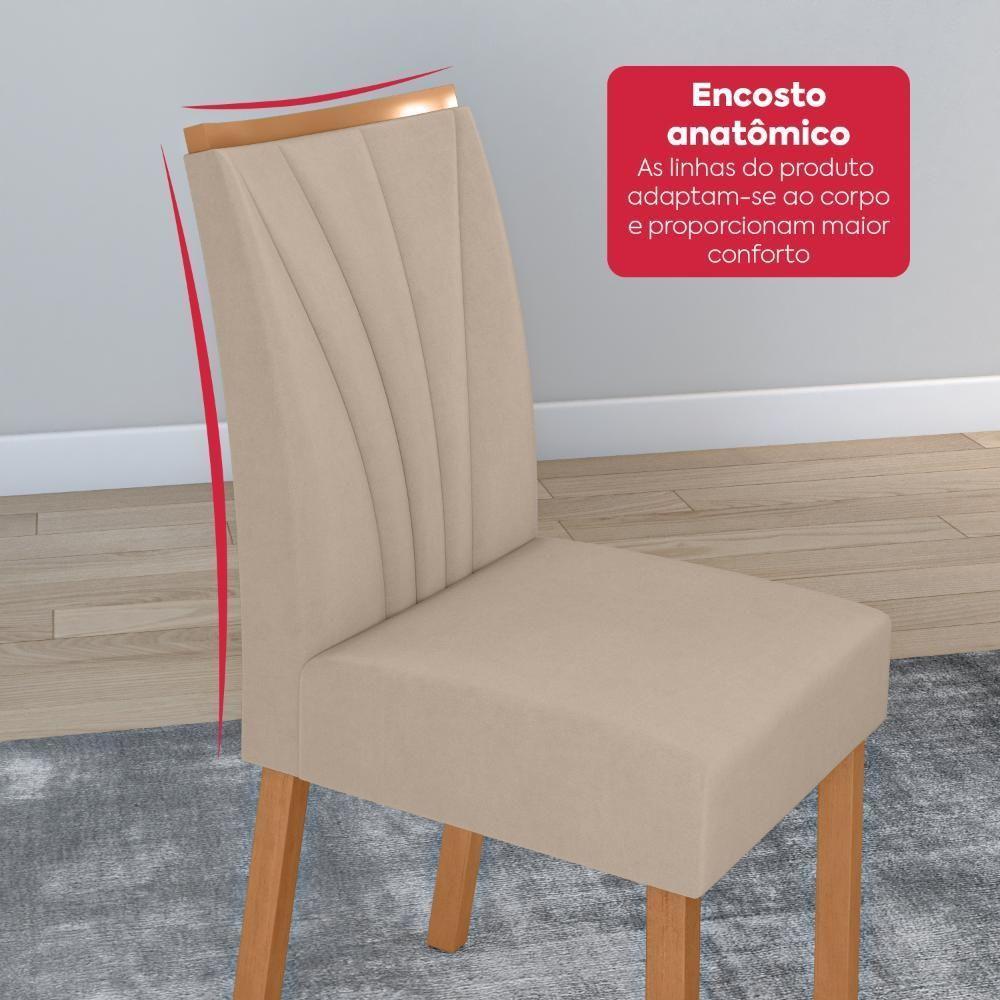 Conjunto Sala De Jantar Mesa Easy Tower 170x90cm Mdf/vidro Com 6 Cadeiras Armoni Veludo Creme Amendoa/off White - 7