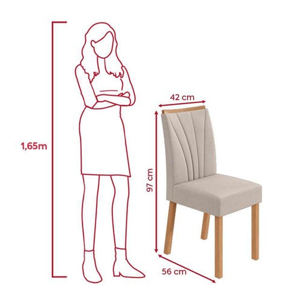 Conjunto Sala De Jantar Mesa Easy Tower 170x90cm Mdf/vidro Com 6 Cadeira Armoni Boucle Bege Amendoa/off White - 3