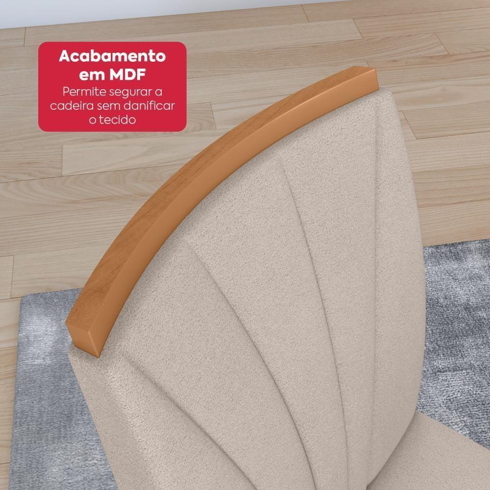 Conjunto Sala De Jantar Mesa Easy Tower 170x90cm Mdf/vidro Com 6 Cadeira Armoni Boucle Bege Amendoa/off White - 8