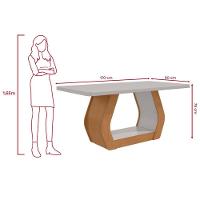 Conjunto Sala De Jantar Mesa Easy Tower 170x90cm Mdf/vidro Com 6 Cadeira Armoni Boucle Bege Amendoa/off White - 2