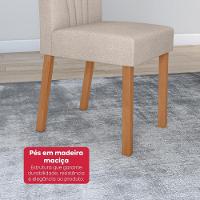 Conjunto Sala De Jantar Mesa Easy Tower 170x90cm Mdf/vidro Com 6 Cadeira Armoni Boucle Bege Amendoa/off White - 6