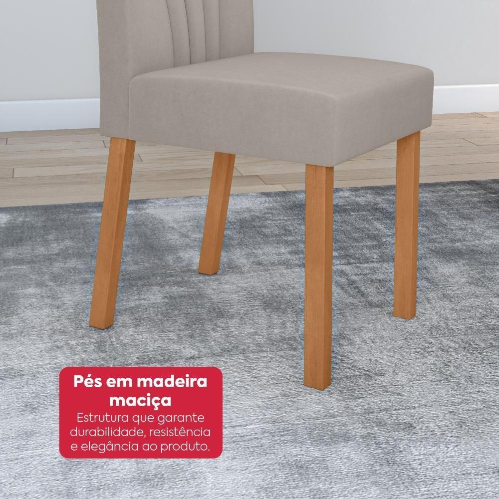 Conjunto Sala De Jantar Mesa Easy Tower 170x90cm Mdf/vidro Com 6 Cadeira Armoni Veludo Liso Capuccino Amendoa/off White - 3