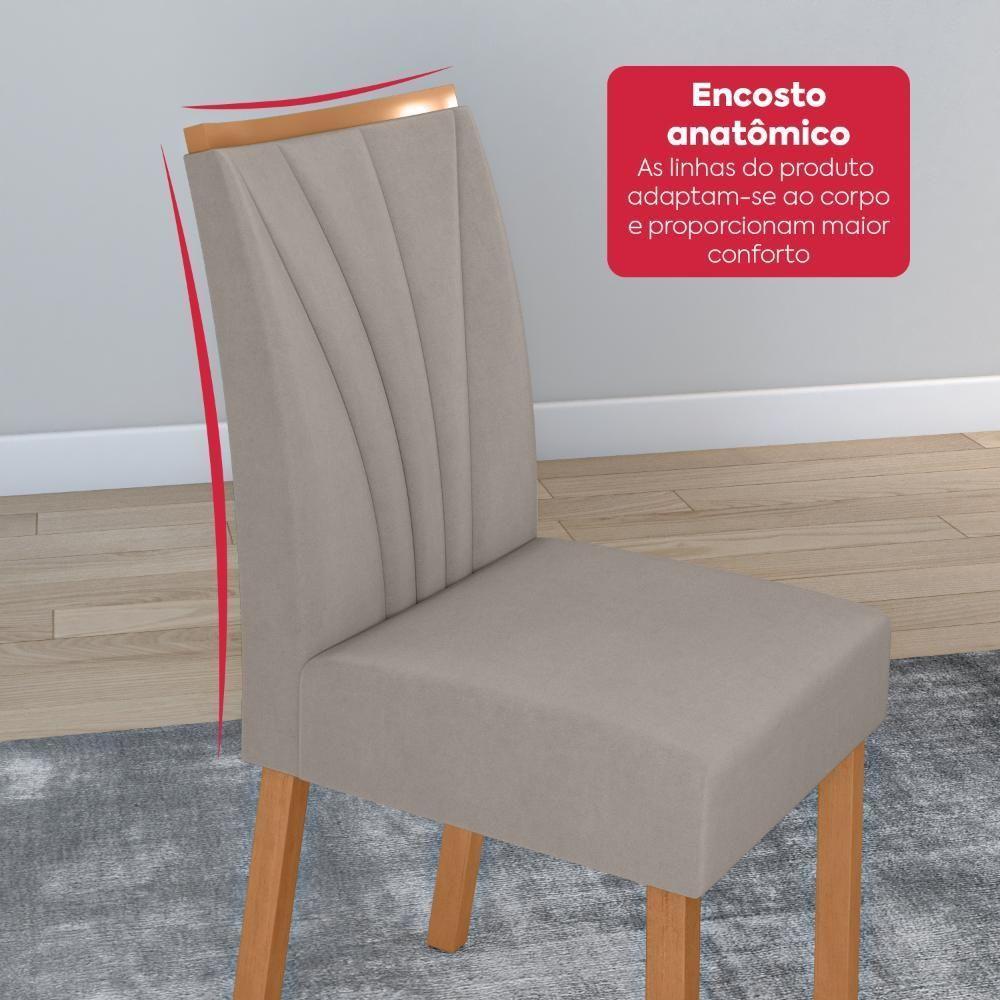 Conjunto Sala De Jantar Mesa Easy Tower 170x90cm Mdf/vidro Com 6 Cadeira Armoni Veludo Liso Capuccino Amendoa/off White - 4