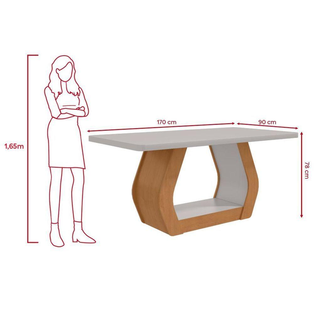 Conjunto Sala De Jantar Mesa Easy Tower 170x90cm Mdf/vidro Com 6 Cadeira Armoni Veludo Liso Capuccino Amendoa/off White - 8