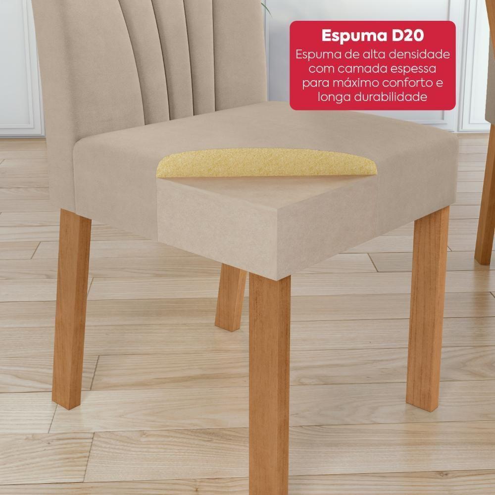 Mesa 1,70 Apogeu Com Vidro E 6 Cadeiras.apogeu Veludo Naturale Creme Amêndoa Clean/off White - 9