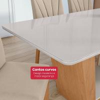 Mesa 1,70 Apogeu Com Vidro E 6 Cadeiras.apogeu Veludo Naturale Creme Amêndoa Clean/off White - 5
