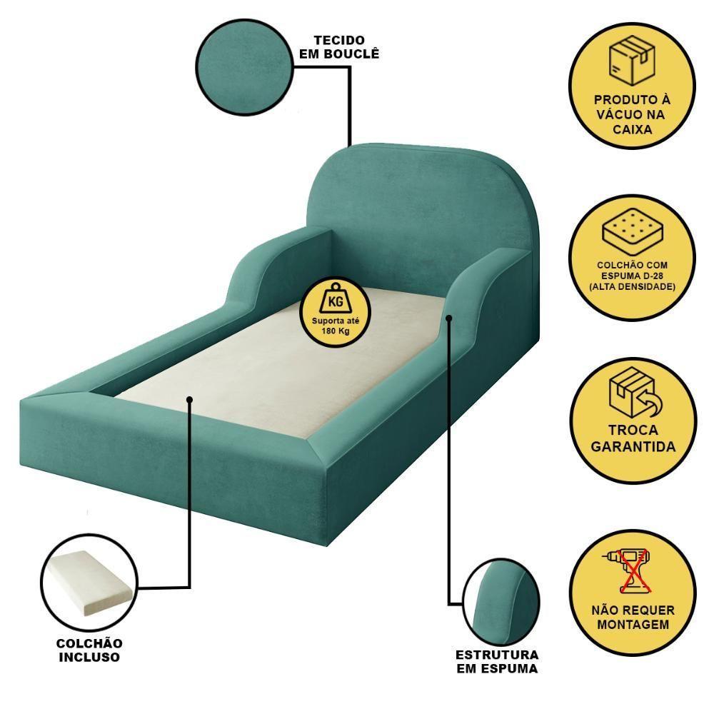 Cama Colchão Montessoriana Infantil Proteção Lateral Balaqui Azul - 2