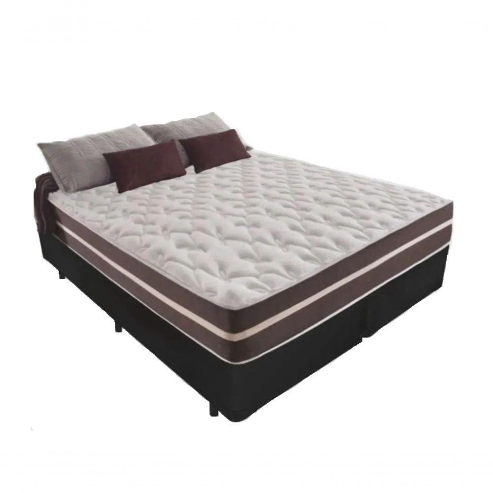 Cama Box King 193 Tecido Sintético Preto Com Colchão Little Angel Mola Superlastic - 1