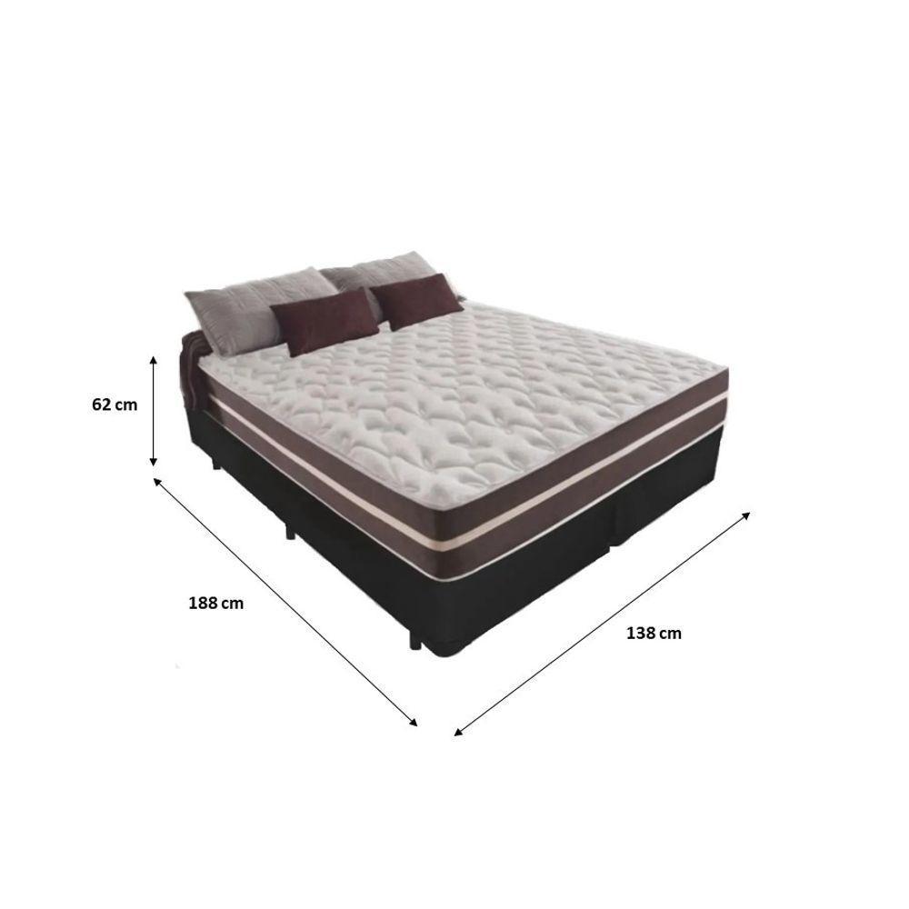 Cama Box Casal Bipartido 138 Tecido Sintético Preto Com Colchão Little Angel - Bello Box - Mola Superlastic 62x138x188cm - 2