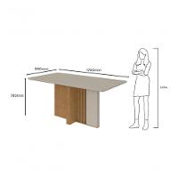 Mesa De Jantar Lopas 1,70 Astrid Com Vidro Serigrafado Amendoa Clean/off White - 2