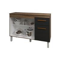 Balcão De Cozinha 3 Portas 2 Gavetas Armário Multiuso Vivian Savana Preto - 5