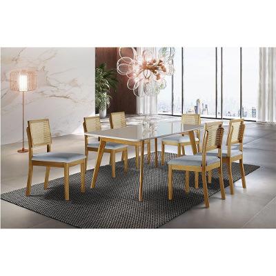 Conjunto Sala De Jantar Grécia Com 6 Cadeiras Móveis Mix Mel Com Off White