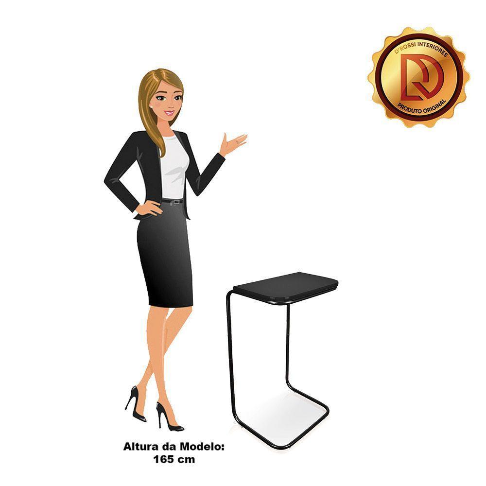 Kit 02 Mesas Lateral Tampo Multiuso Para Sofá Base Preto J01 - D'rossi Preto - 8