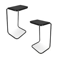 Kit 02 Mesas Lateral Tampo Multiuso Para Sofá Base Preto J01 - D'rossi Preto - 1