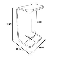 Kit 02 Mesas Lateral Tampo Preto Multiuso Para Sofá Base Metálica J01 - D'rossi Bronze
