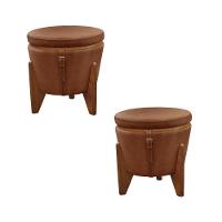 Conjunto - 2 Puffs Banqueta Fênix Baú Mesa Castellar Móbile Corino Caramelo - 1