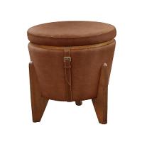 Conjunto - 2 Puffs Banqueta Fênix Baú Mesa Castellar Móbile Corino Caramelo - 10