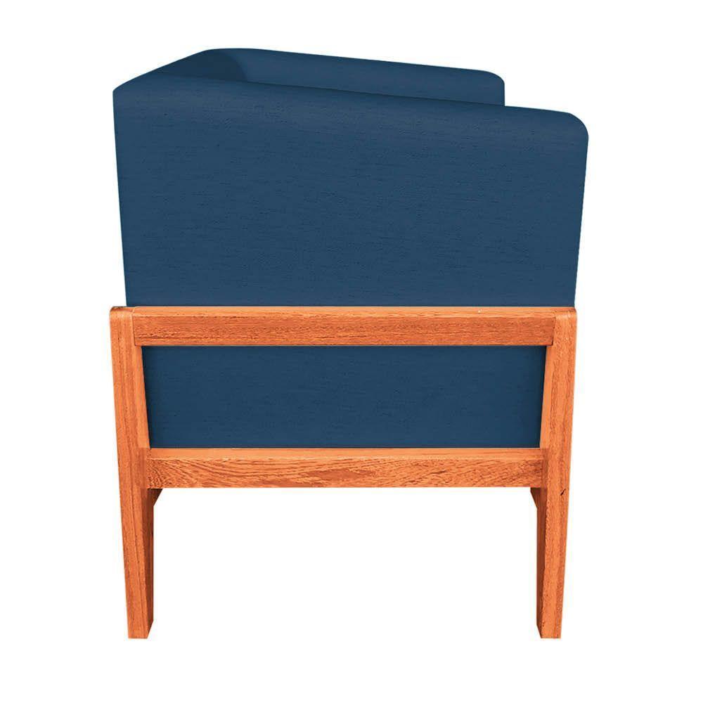 Kit 02 Poltronas Lucy Linho Base Madeira Castanho D'rossi Azul A18 - 5