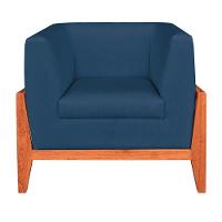 Kit 02 Poltronas Lucy Linho Base Madeira Castanho D'rossi Azul A18 - 6