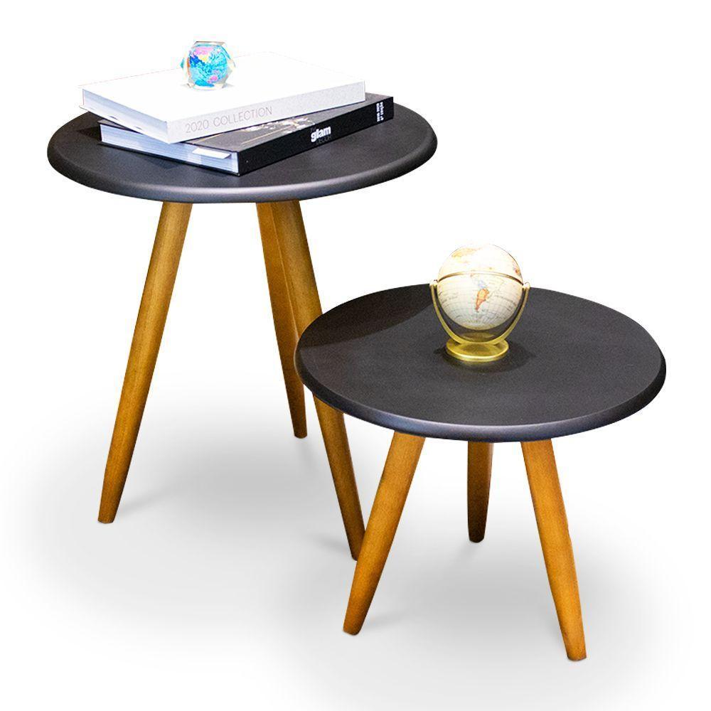 Conjunto Mesa Lateral E Mesa De Centro Preto B04 - D'rossi - 1