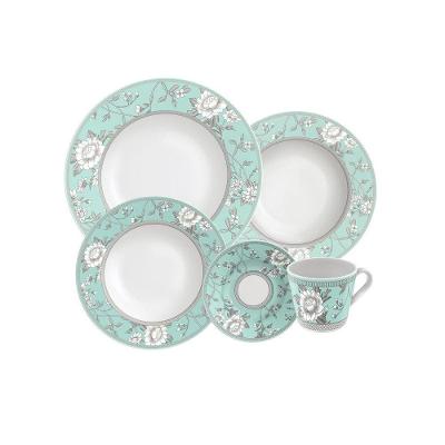 Aparelho De Jantar Tramontina Helen Em Porcelana Decorada 20 Peças