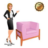 Kit 02 Poltronas Lucy Linho Base Madeira Castanho D'rossi Rosa Chiclete A08 - 2
