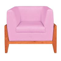 Kit 02 Poltronas Lucy Linho Base Madeira Castanho D'rossi Rosa Chiclete A08 - 5