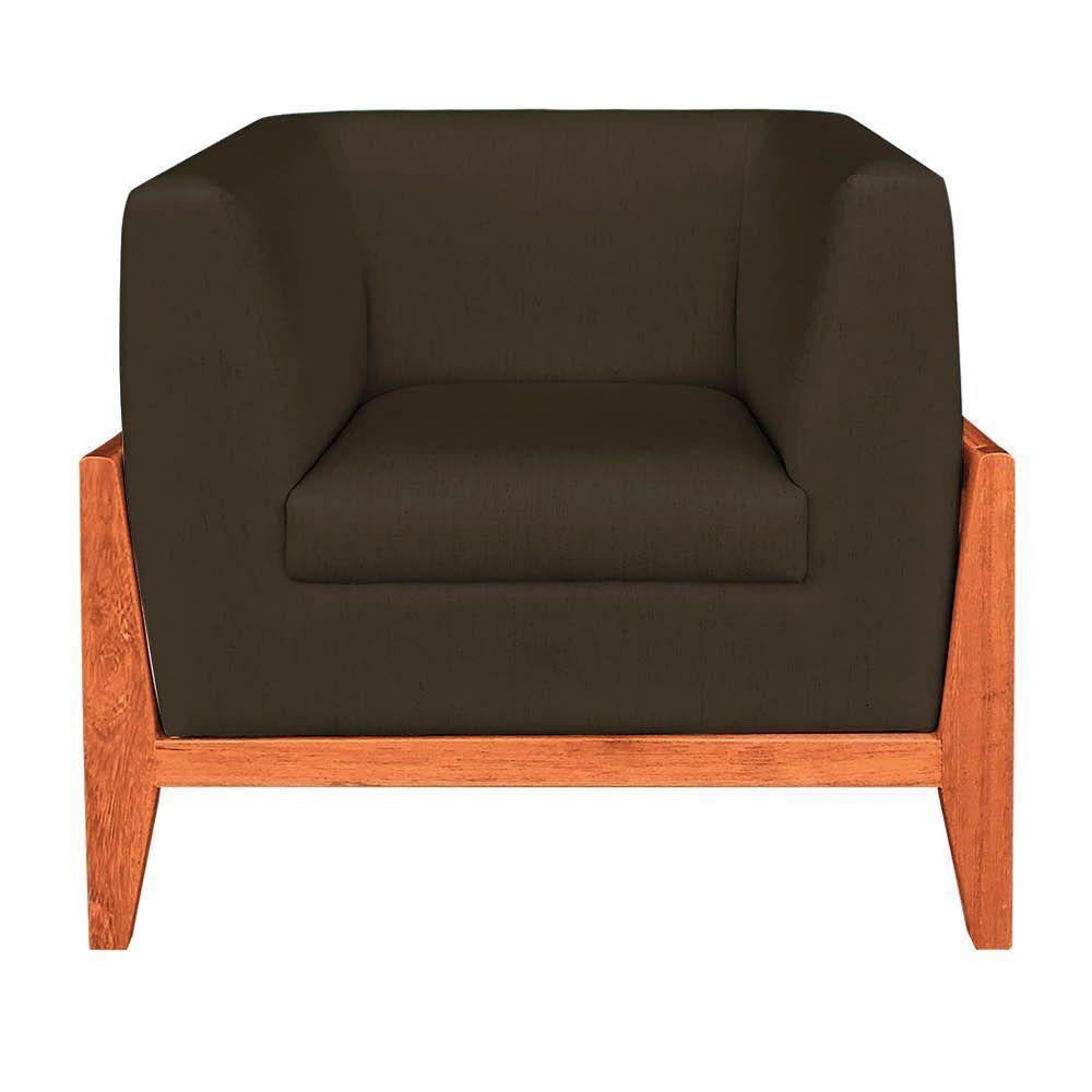 Kit 02 Poltronas Lucy Linho Base Madeira Castanho D'rossi Marrom A78 - 4